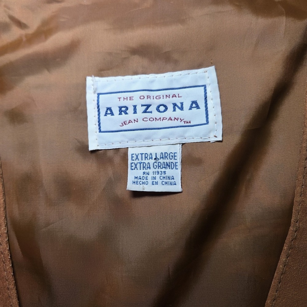 Arizona Jean Co. Brown Faux Suede Western Vest Women's XL Button Front Vintage - Picture 6 of 8